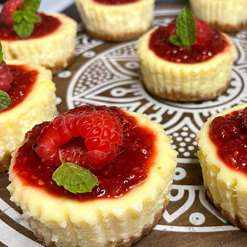 Mini Raspberry Pomegranate Cheesecake
