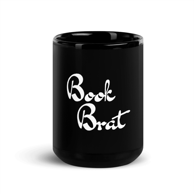 'Book Brat' Black Glossy Mug, 15 oz