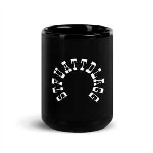 'STFUATTDLAGG' Black Glossy Mug, 15 oz