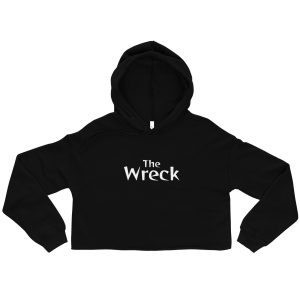 'The Wreck' Crop Hoodie (white letters)